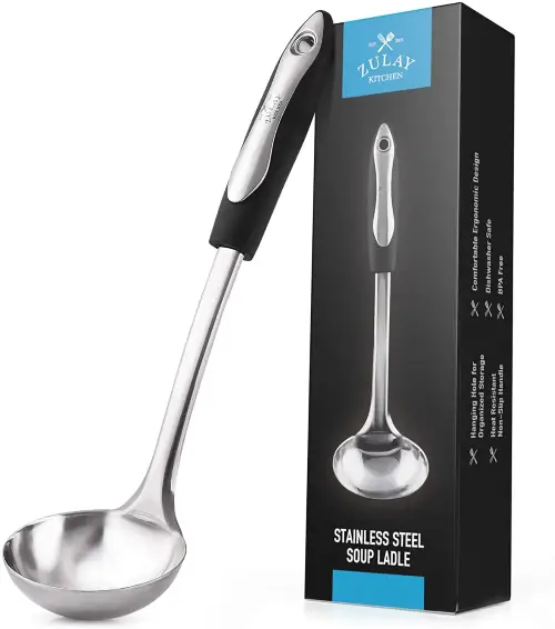 Stainless Steel Soup Ladle with Black Handle