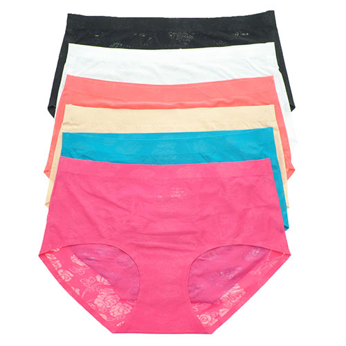 6-Pack Laser Cut Mid-Rise Briefs With Rose Print Design