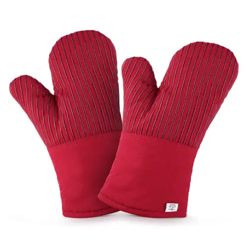 Zulay Kitchen Oven Mitts - Flexible Cotton Lined with Heat Resistant Silicone Oven Mitts