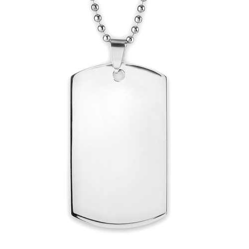 Men's High Polished Stainless Steel Engravable Dog Tag Pendant