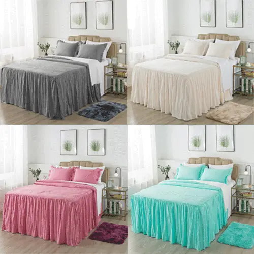 JML Ruffle Skirt Bedspread with 30 Inches Drop Ruffled Style Coverlet Bedspread Shams and Area Rug