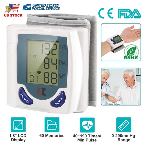 Digital Wrist High Blood Pressure Cuff Heartbeat Monitor 