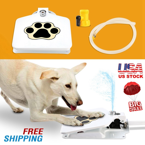 Dog Water Fountain Outdoor Pet Water Dispenser Step-on Activated Sprinkler w/ Interactive Paw Pedal