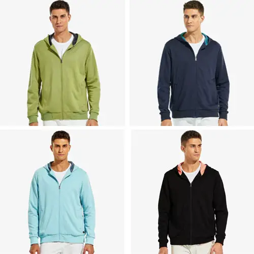 Men's Full-Zip Fleece Hooded Sweatshirt Athletic Hoodie
