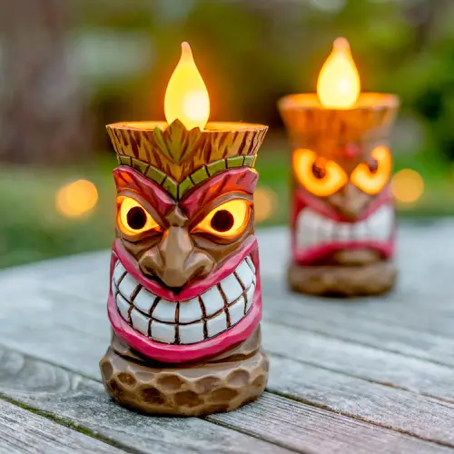 Luaulite Solar Powered Tiki Statue Available in 1 or 2 Pack