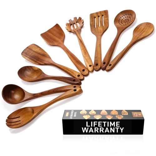 ZK Utensil Set Teak Wood - 9 Piece