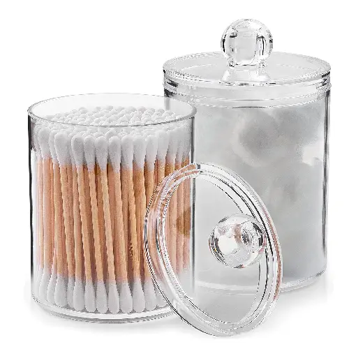 Zulay Home 2 Pack Plastic Storage Bathroom Jars With Lids Set