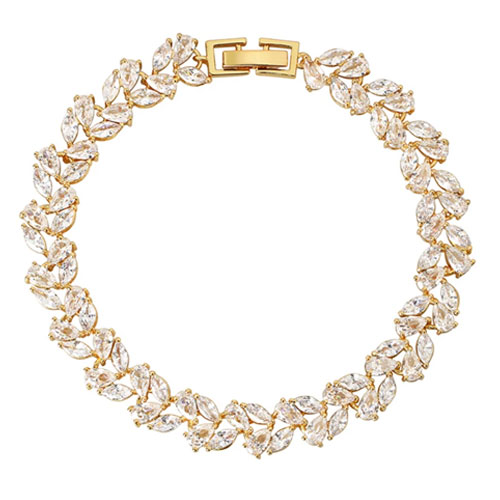 Gold Tennis Bracelet With Marquise And Pear Cut White Diamond Cubic Zirconia Tennis For Women
