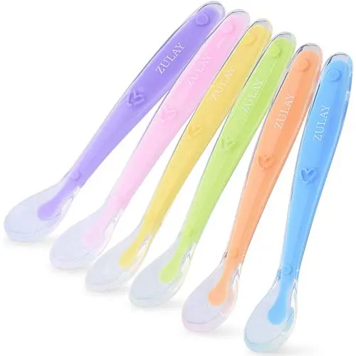 Silicone Baby Spoon (6 Pack) - BPA Free Gum-Friendly First Stage Baby Feeding Spoon