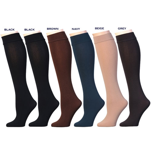 6-Pairs Women's Opaque Plush Fleece Lined Knee High Socks