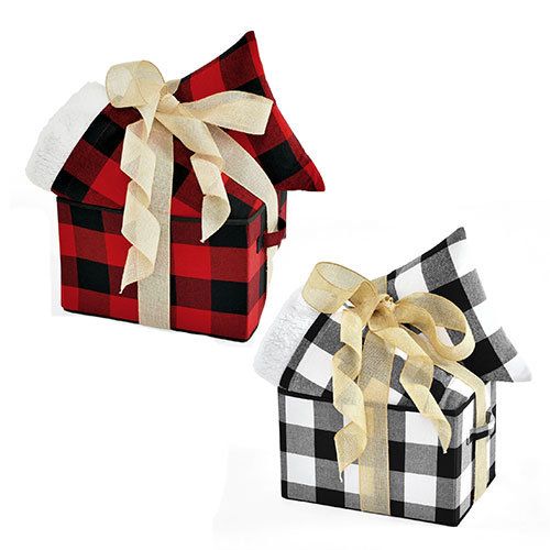 Woven Buffalo Check Box-Throw-Dec Pillow 3 Piece Gift Set Lush Decor