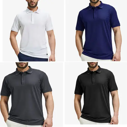 Men Golf Polo Shirts Regular-Fit Fashion Casual Collared T-Shirts