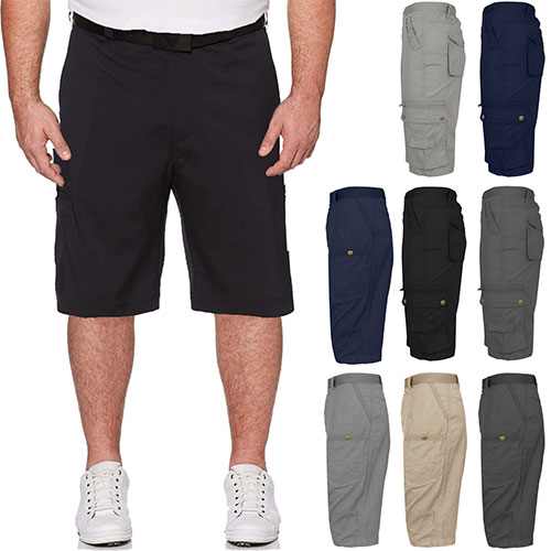2-Pack Men's Extended Size Cotton Cargo Utility Belted Shorts